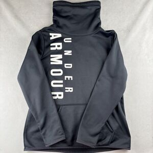 Under Armour Sweatshirt Women L Black ColdGear Funnel Neck Fleece Pullover Train